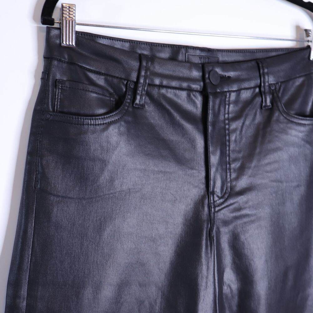 Kut from the Kloth Meg Jeans Black Coated Wide Leg High Rise Women's 6 - Picture 5 of 10